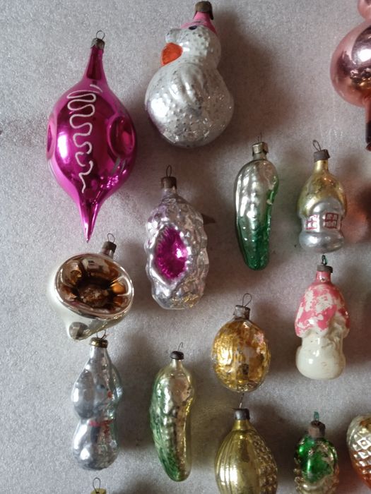 Лот елочные игрушки СССР стекло