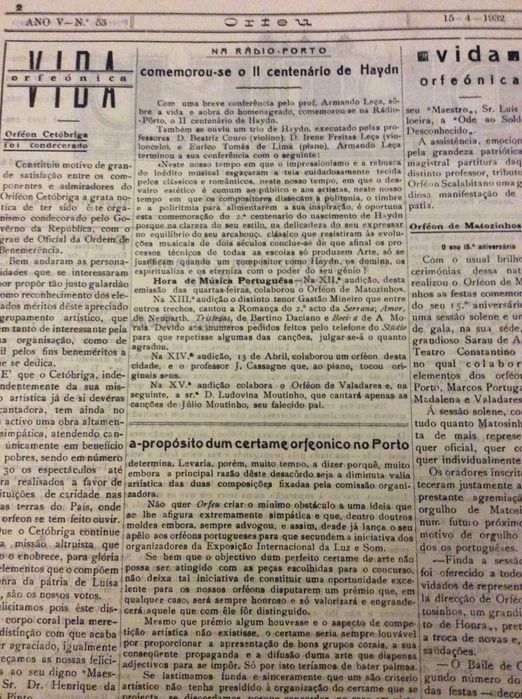 Orfeu. Jornal de arte. N.º 53, Pôrto 15 de Abril de 1932