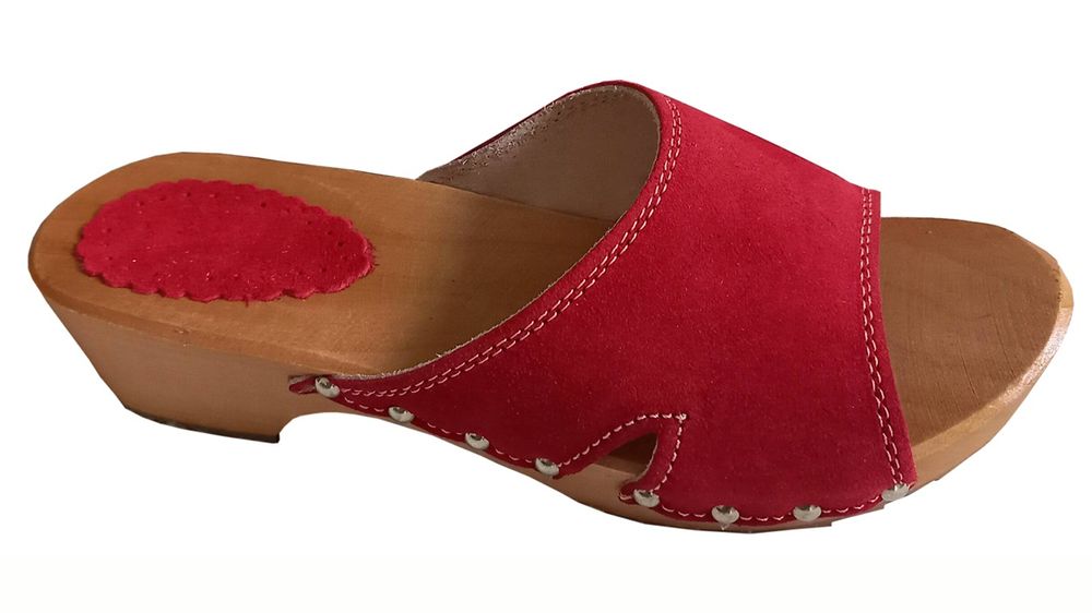 Czerwone drewniaki damskie D13 36