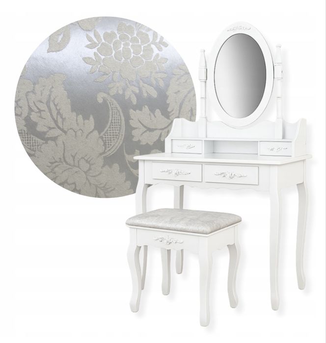 Toaletka z obrotowym lustrem i taboretem