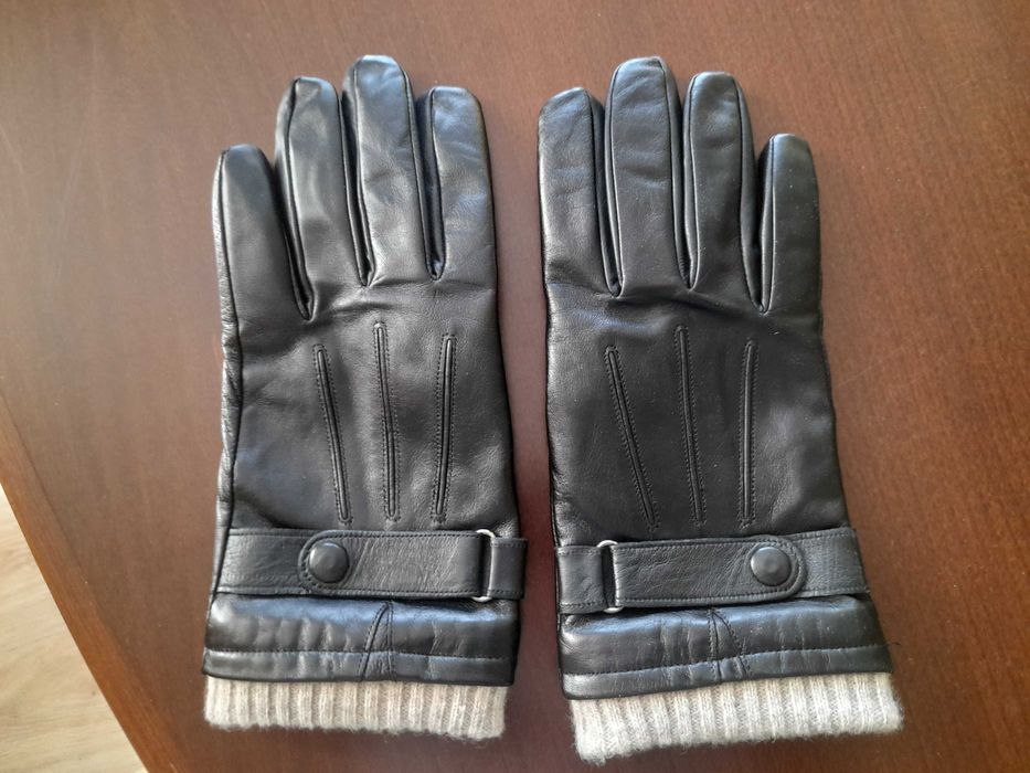 Wittchen Skórzane męskie czarne rękawiczki 100% skóra owcza