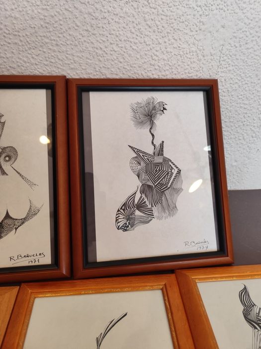 Obraz grafika abstrakcja roberto bañuelas 1974 r vintage retro prl