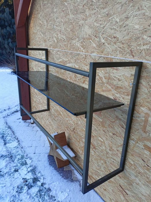 Półka konsola szkło metal wisząca
