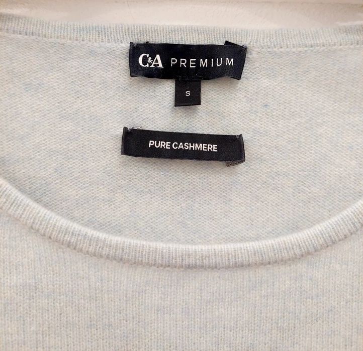 Sweter 100% kaszmir jasnoniebieski style