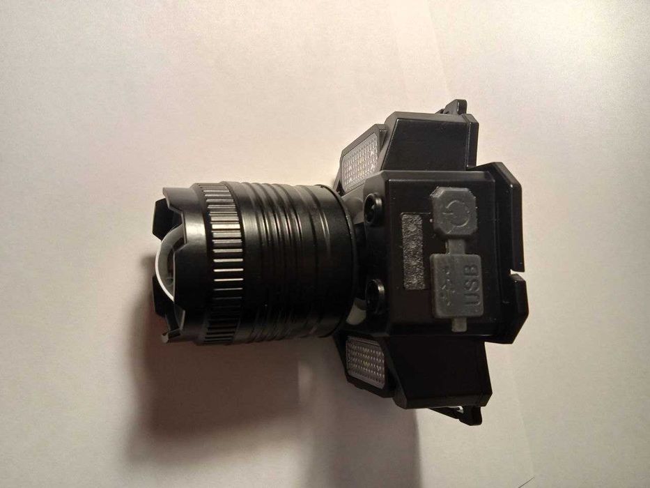 Фонарик налобный, аккумуляторный, светодиодный, очень яркий