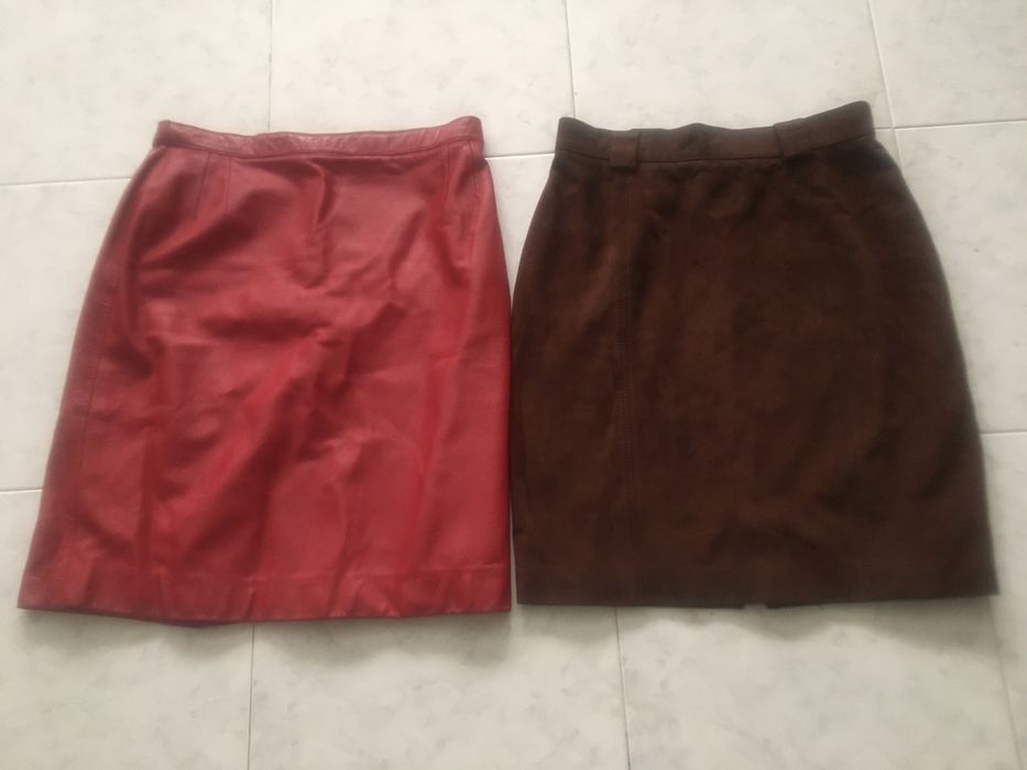 Saias de pele/tecido