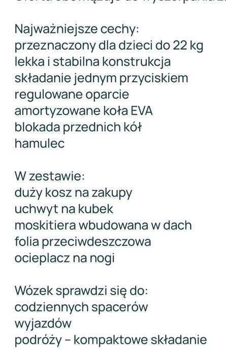 Nowy Wózek spacerowy+torba Polecam!