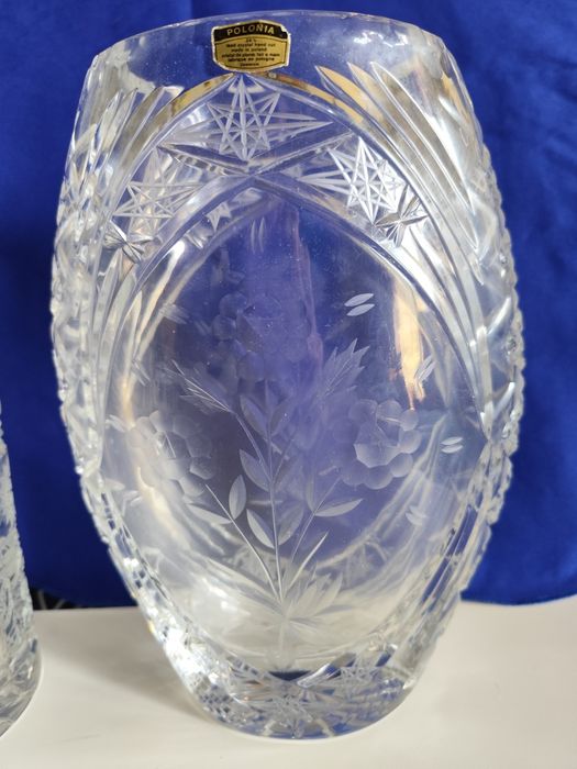 Kryształowy wazon PRL, Zawiercie 24%, 30cm