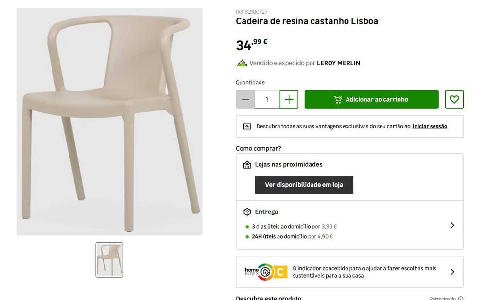 Cadeiras de exterior bege modelo Lisboa