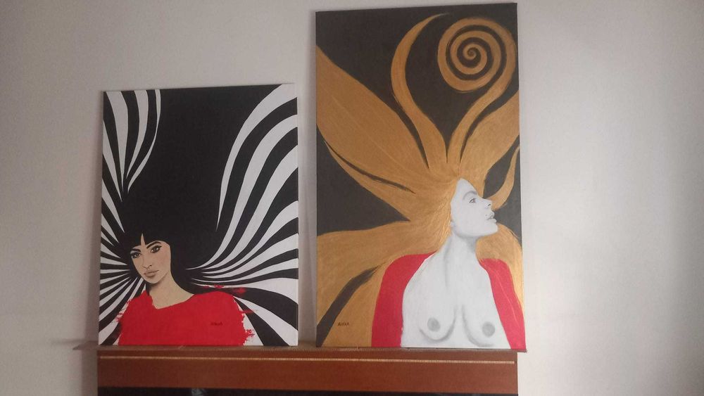 "FEMINILIDADE DIVINA" acrílico sobre tela 71,5x120cm by Alexa