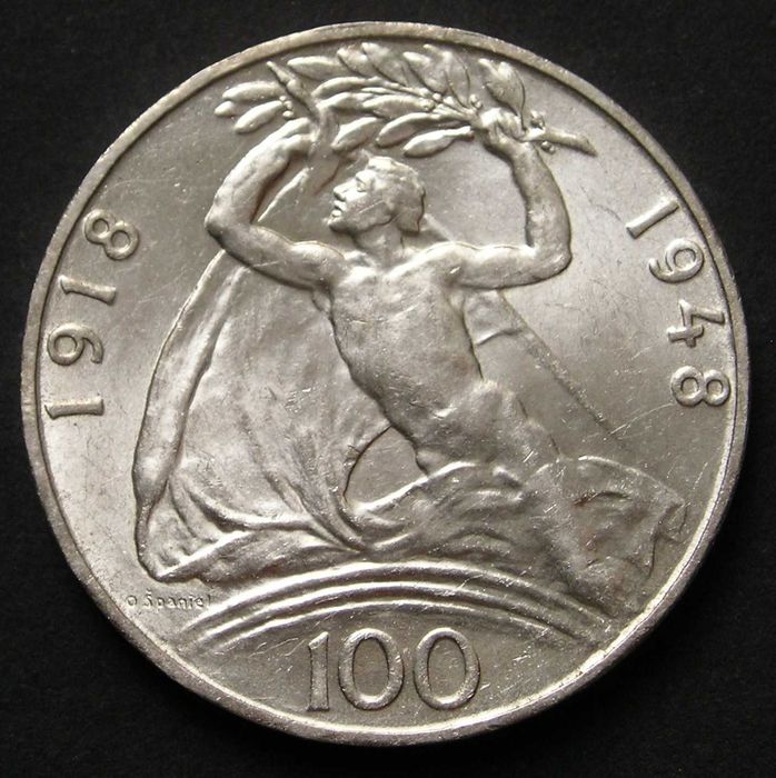 Czechosłowacja 100 koron 1948 - srebro