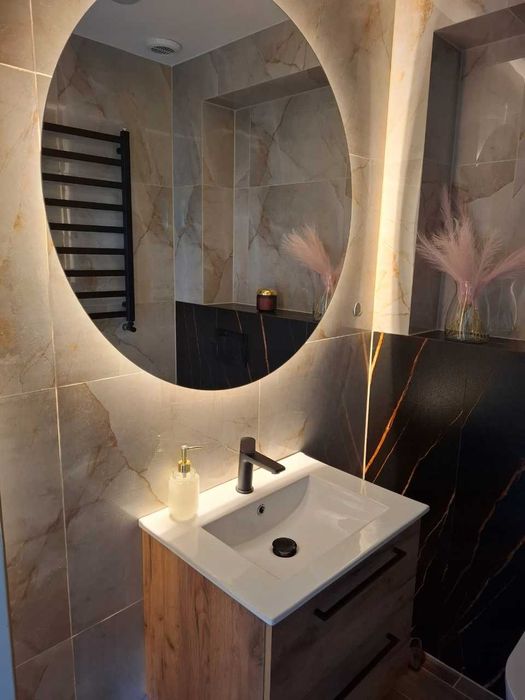 NOWE Lustro Podświetlane Łazienkowe Okrągłe LED 70cm Szlifowane 3w1