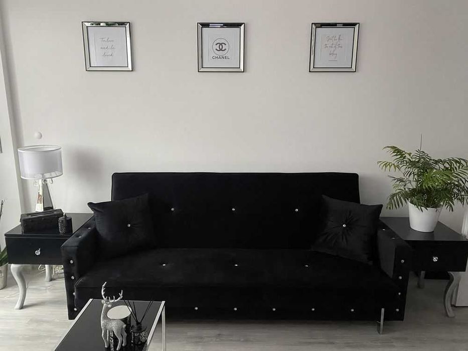 Wersalka rozkładana Sofa Glamour pojemnik Kryształ spanie DORIS