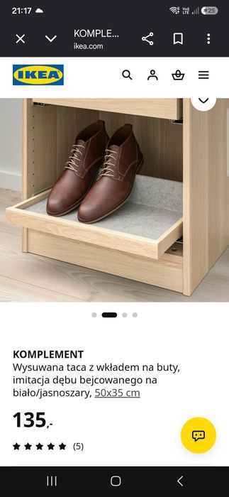 Szuflada KOMPLEMENT IKEA Pax 50x35 na obuwie