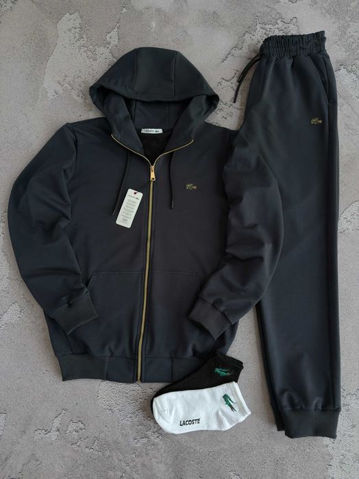 Новинка! Чоловічий спортивний костюм Лакоста (зіп худі та штани) Lacoste + дві пари шкарпеток у подарунок!