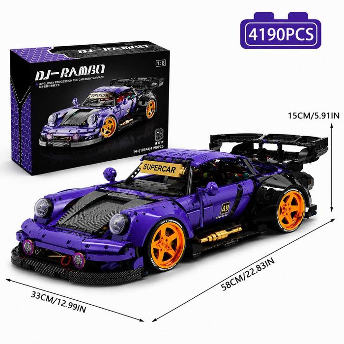 Конструктор KBOX 10544 Porsche 964 Cпорткар. 4190 деталей. Масштаб 1:8. Підтримує встановлення радіокерування