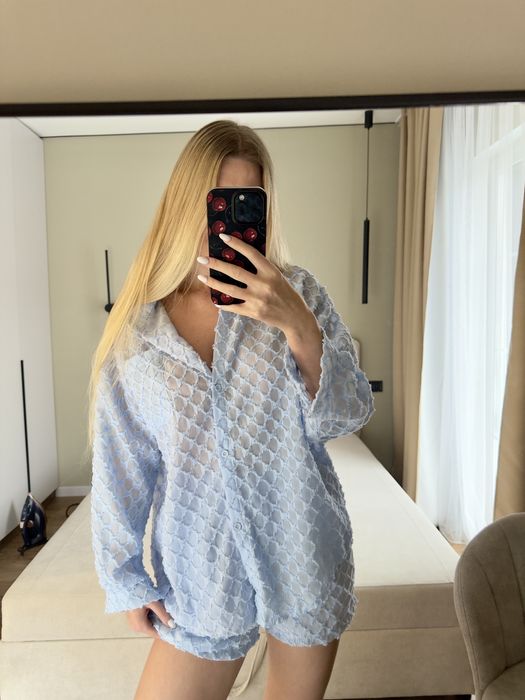 Блакитний костюм літній, рубашка і шорти