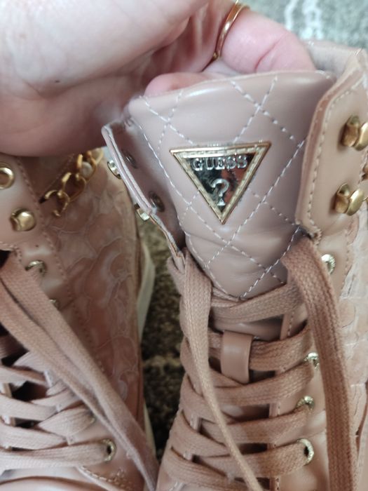 Guess sneakersy koturn 37 24cm 38 pudrowy róż