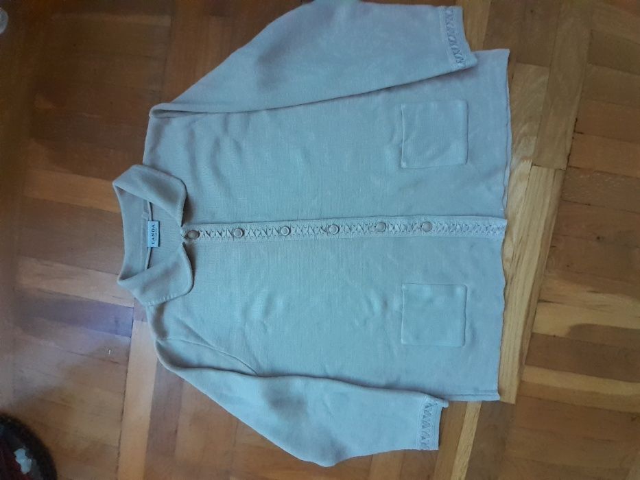 CANDA sweter(beż-piaskowy,jasnobrązowy)pod pachami 58 cm x 2; dł.63 cm