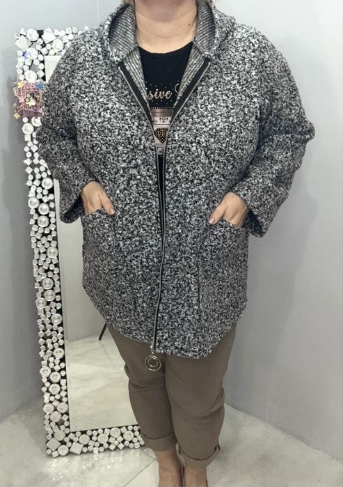 Katanka szara melanż bukla plus size na zamek