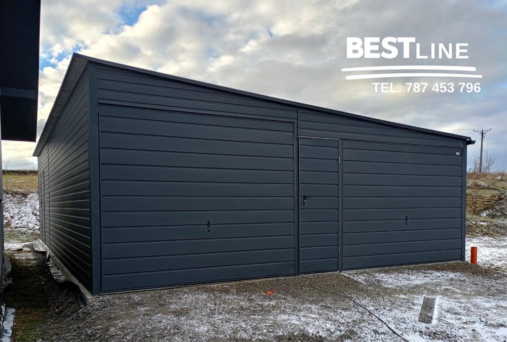 Garaż blaszany z bramą segmentową. Garaż na wymiar - 3x5 3x6 4x5 4x6