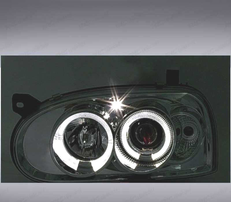 FARÓIS FRENTE ANGEL EYES PARA VOLKSWAGEN VW GOLF 3 FUNDO CROMADO H1 H1