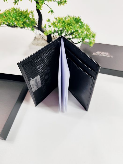 Etui na dokumenty karty skórzane slim portfel wizytownik czarny czarne