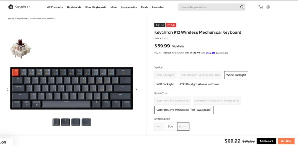 Keychron K12 G3 60% механічна клавіатура Bluetooth  Wireless