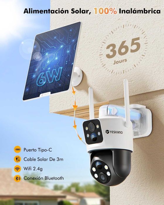 Dupla câmera vigilância WiFi c/painel solar e bateria +garantia 3 anos