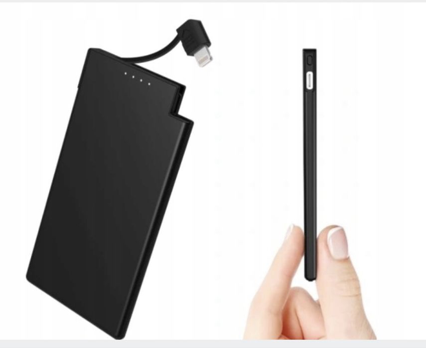 Powerbank Auskang 5000 mAh Ultra Cienki Kabel iPhone Czarny WT H362