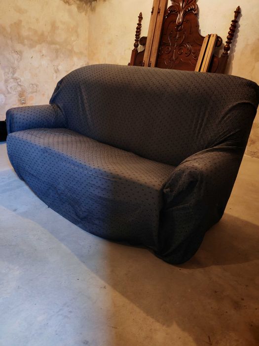 Sofá de 3 lugares convertível em cama Laranja + capa de proteção
