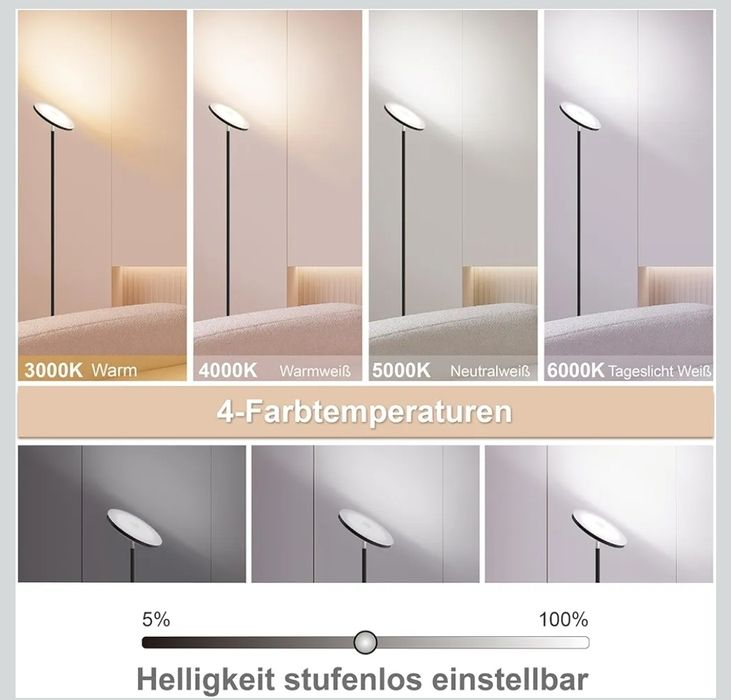 Lampa stojąca LED Ściemniana 30 W 3000 Lumenów Nowoczesna lampa W017