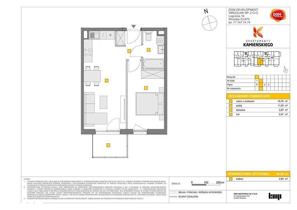 2-pokojowe mieszkanie 38m2 + balkon Bezpośrednio