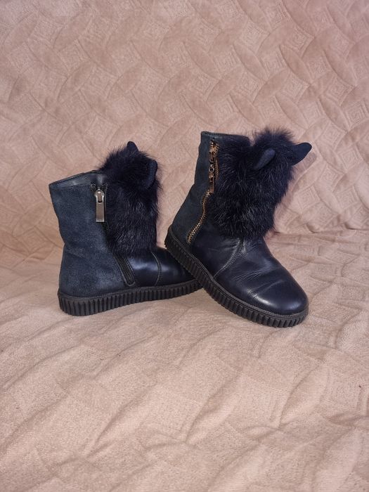 Чоботи ботінки черевички зимові шкіряні з вушками