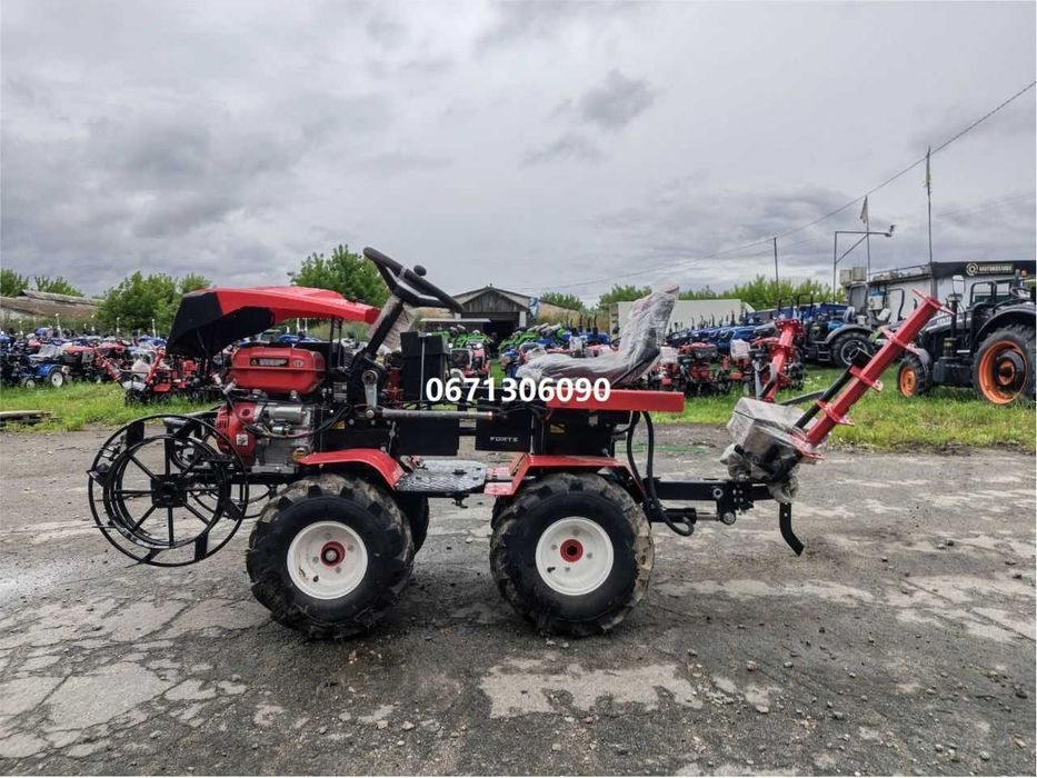 Мінітрактор МТ-192GH PRO(гідравліка) Forte Форте Переломка 4х4 (бензин) повний привід з фрезою та грунтозачепами доставка безкоштовна є кредитування