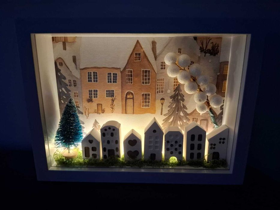 Quadro decorativo iluminado – Vila de Inverno