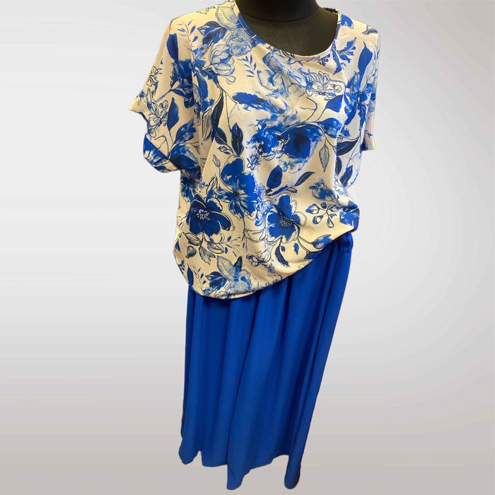 Dwuczęściowy Komplet w Kwiaty na Wiosnę Beżowy