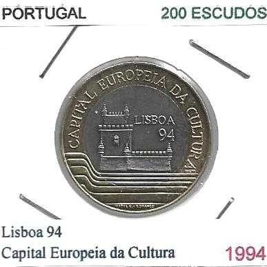 Lisboa 94 - Capital Europeia da Cultura - - - 200$00- 1994 - - - Moeda