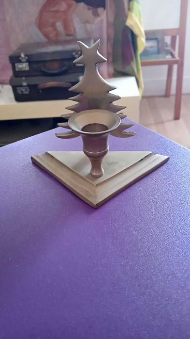 Castiçal de Natal, em latão, vintage, meados séc XX