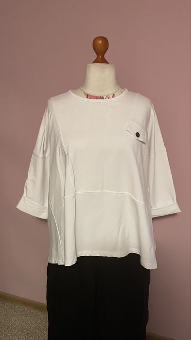 Śmietankowa tunika basic asymetryczny 40/42/44/46