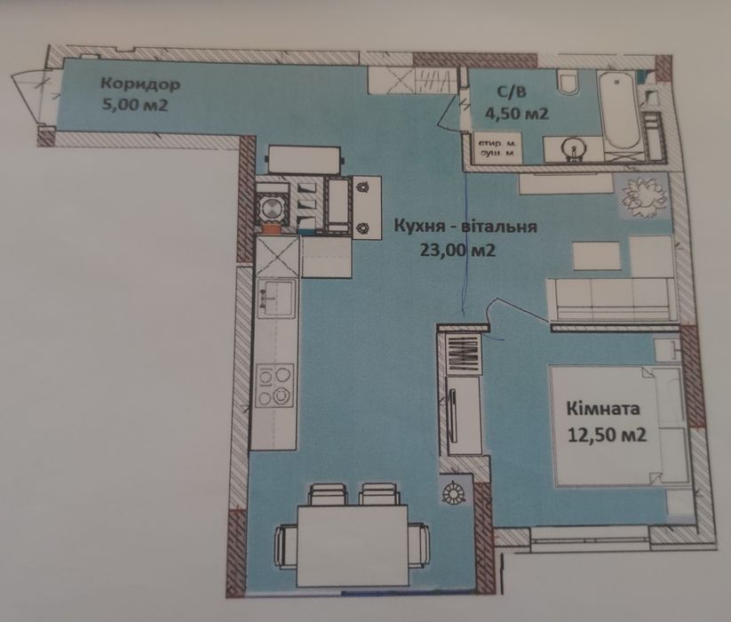 Продам простору 1-кімнатну квартиру 47,5 м² від власника | ЖК «Добре Місто 2» («Піонерський Квартал 2») | Чабани | єОселя, єВідновлення