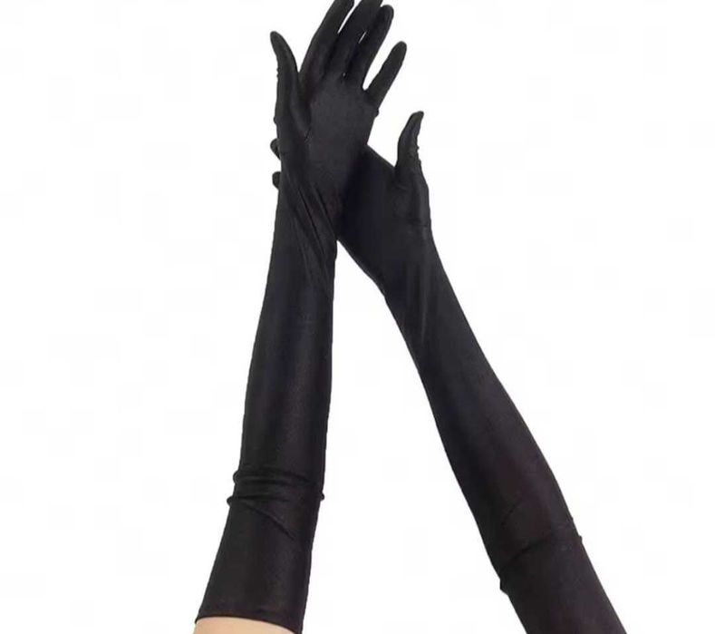Długie czarne rękawiczki damskie, nowe