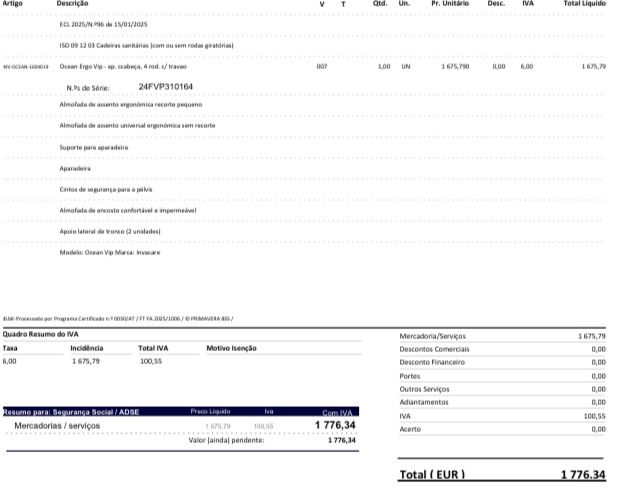 Cadeira Banho/Sanitaria Ocean VIP - Nova