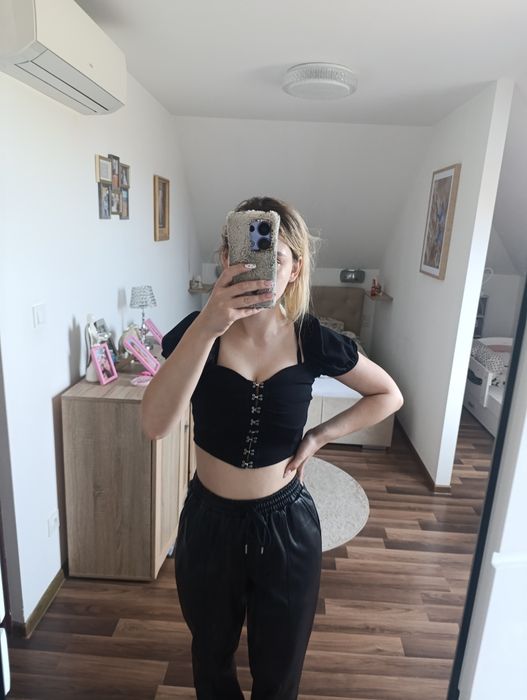 Spodnie skórzane woskowane wysoki stan ASOS eleganckie s m