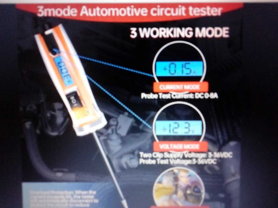 caneta de teste de circuito automovel com 3 funçoes