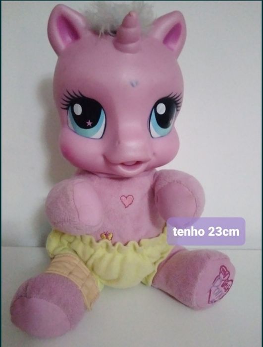 Boneco interativo, unicórnio 10 falas, 23cm, rosa.