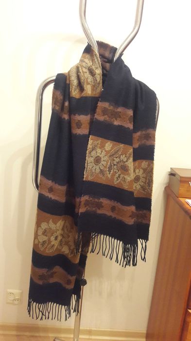 Szal granat z brązem 50 x 190 szalik