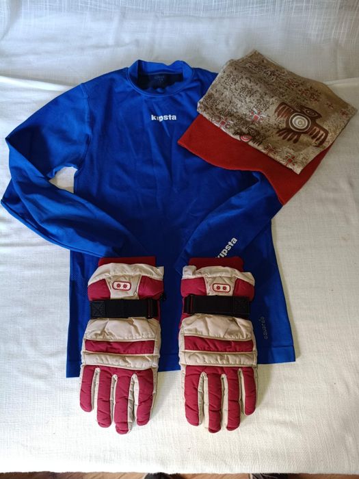 Rękawice zimowe ocieplane narciarskie gratis koszulka i komin na