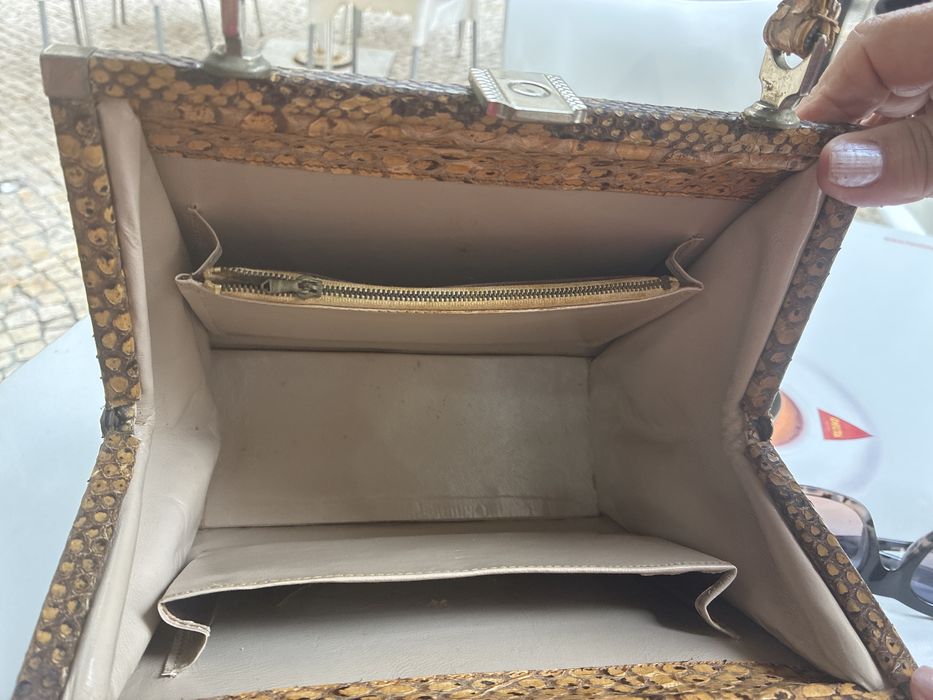 Mala de mão vintage pele cobra genuina
