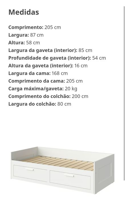 Cama individual com gavetões+cabeceira